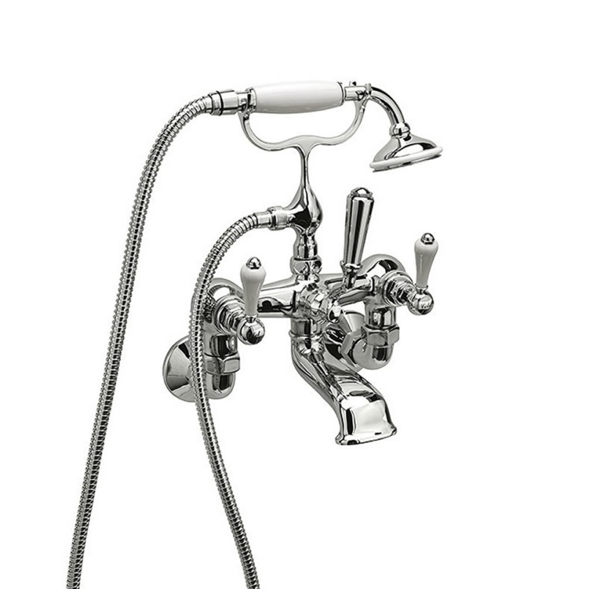 Imperial Regent Polished Nickel Wall Mounted Bath Shower Mixer With Kit